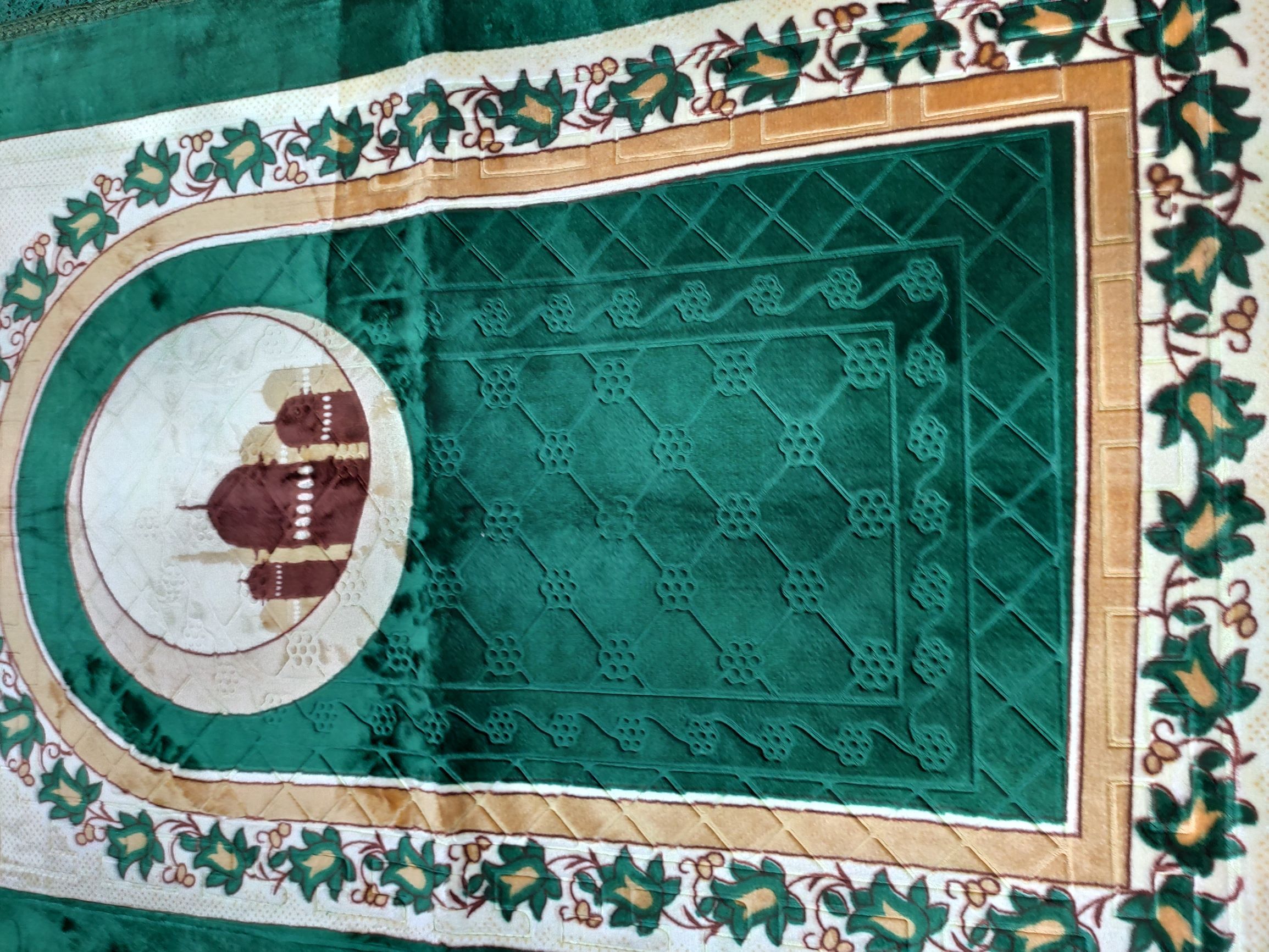 Prayer Mat (Jaynamaz) - Extra Soft Velvet Mixed Green Color
