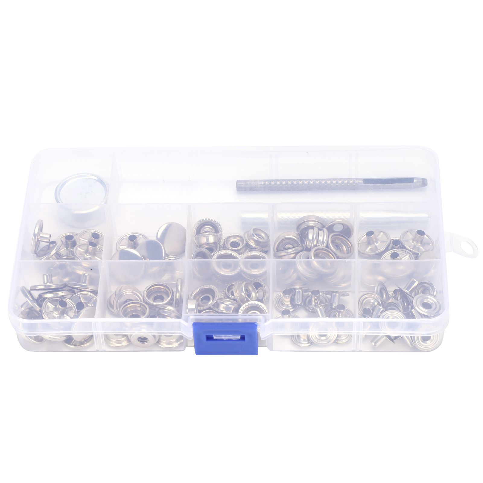 Manual Tools 123Pcs Snap Fastener Kit Press Stud Button + Installation Leather Crafts Silver 201#