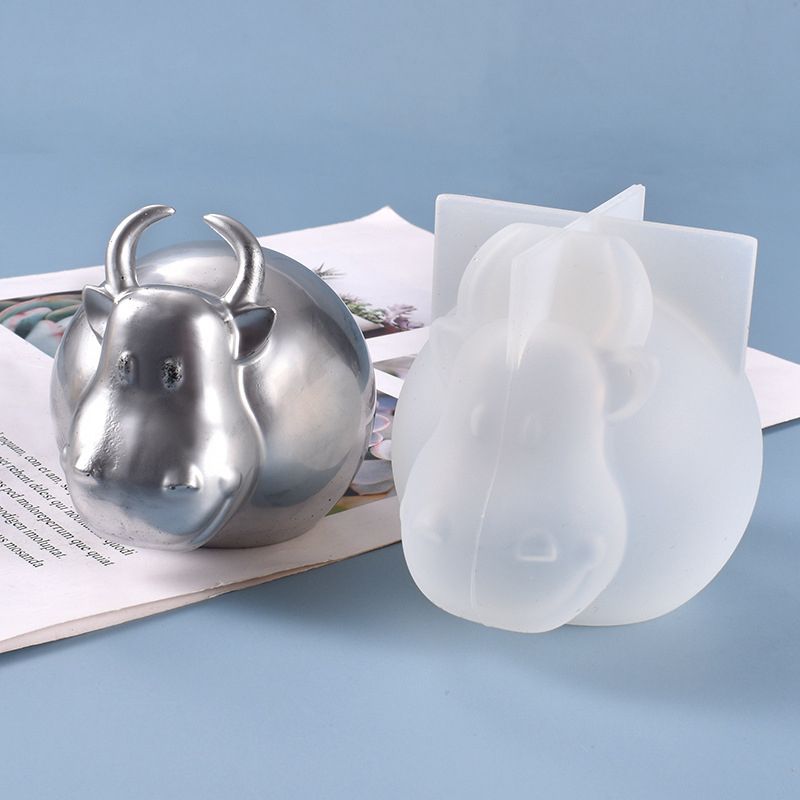 Year of the Ox Bully Diy Crystal Epoxy Mold Cute Three-Dimensional Ox Year Mascot Silicone Mold 02