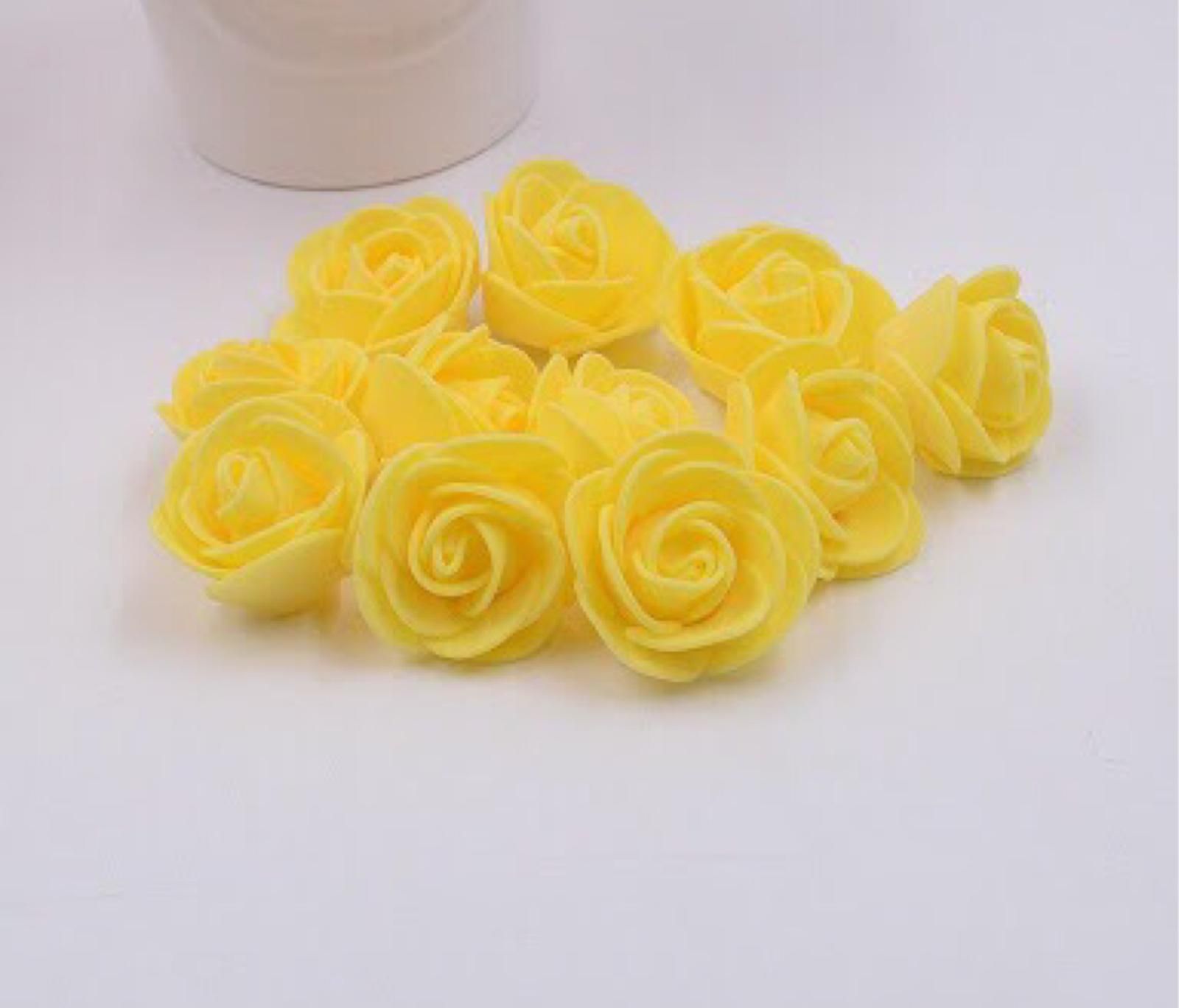 Yellow PE Foam Rose Head Artificial Flower - 20 pieces pack