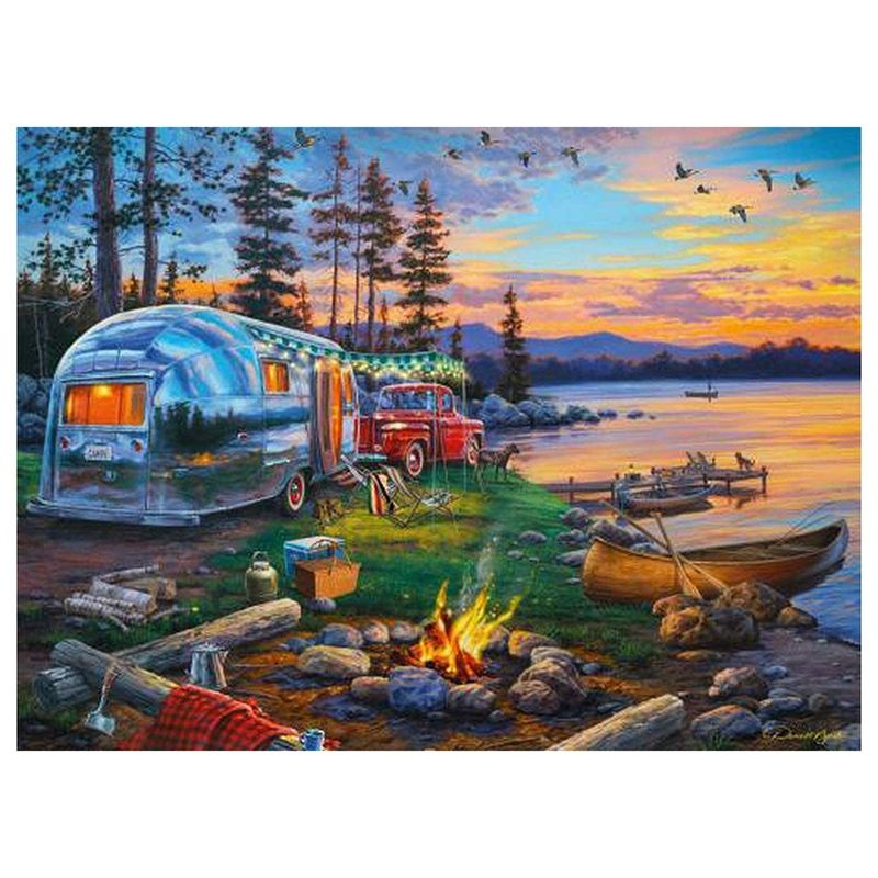 Diamond Painting Full Circle Diamond Kit Rhinestone Picture Art Craft Home Door Decoration (Camping By the Woods)