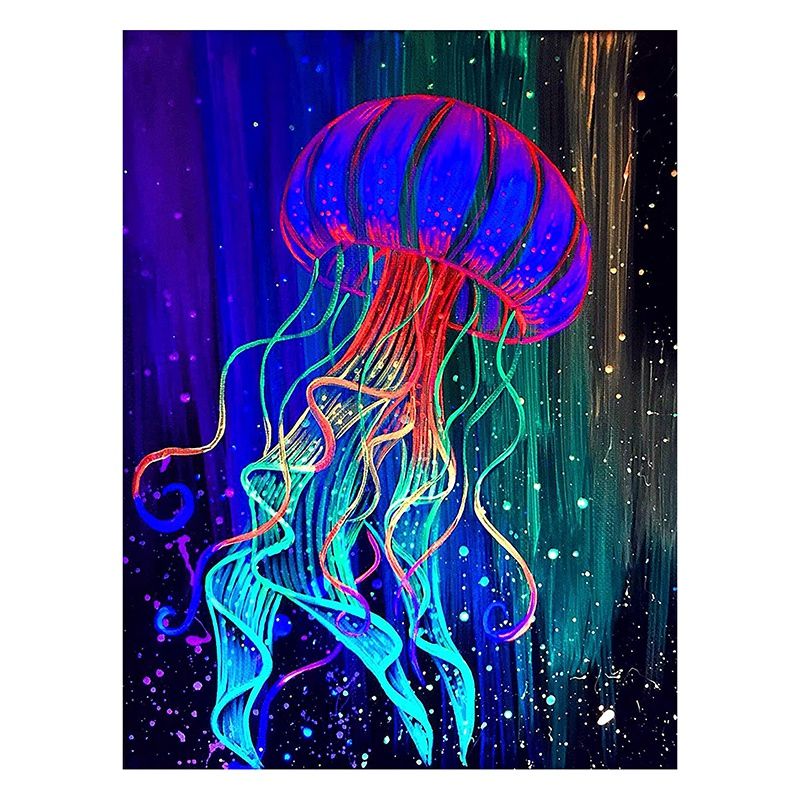 Diamond Painting Full Diamond Round Diamond Crystal Rhinestone Crafts, Home Wall Decoration Gift Jellyfish