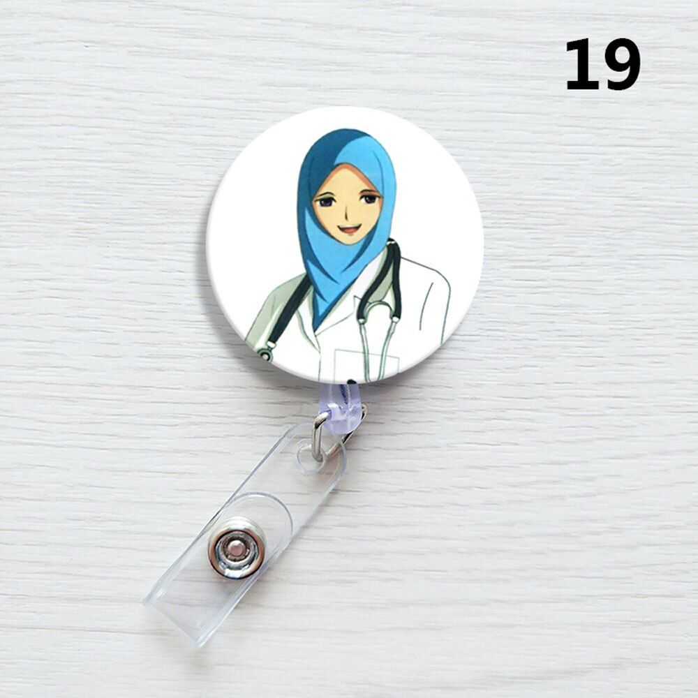 1Pcs Cute Cartoon Mini Retractable Badge Reel Nurse Lanyards ID Name Card Badge Holder Clip Student Nurse Badge Holder Office