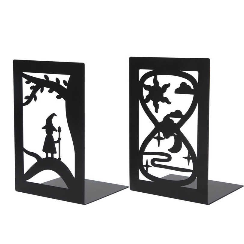 Desktop Bookshelf Iron 2pcs Firm Strong Metal Bookend Durable Practicial