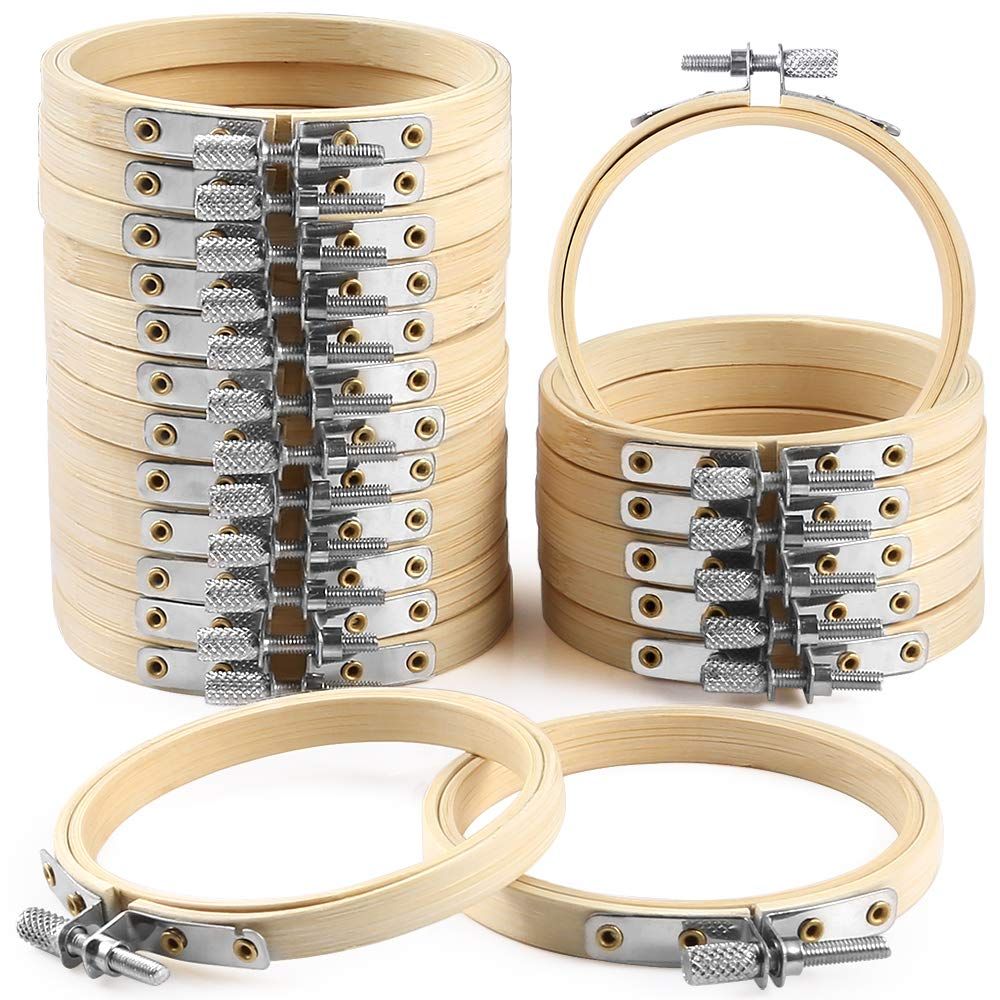 20 Pieces 3 Inch Bamboo Embroidery Hoops Round Wooden Circle Cross Stitch Hoop Round Ring For Art Craft Handy Sewing Exquisite Product