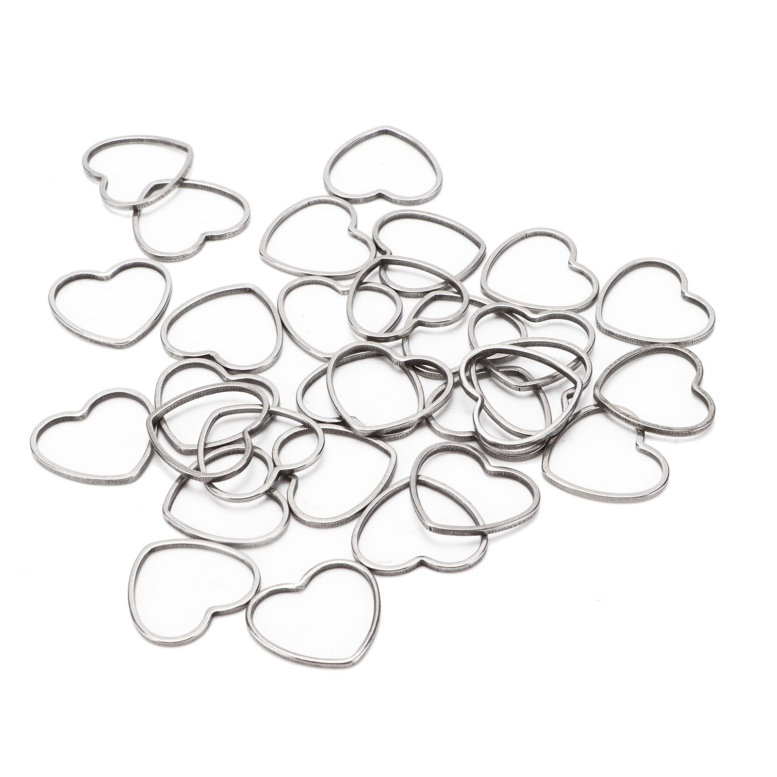 30pcs Earring Pendants DIY Heart‑Shaped Metal Steel Hollow Frame New