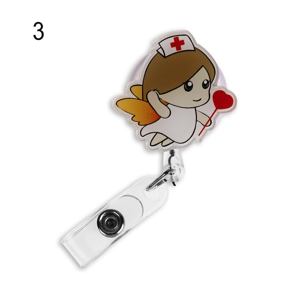 21styles Student Nurse acrylic Mini Name Card Badge Holder Retractable Badge Reel Lanyards Badge Holder Clip Office Supplies