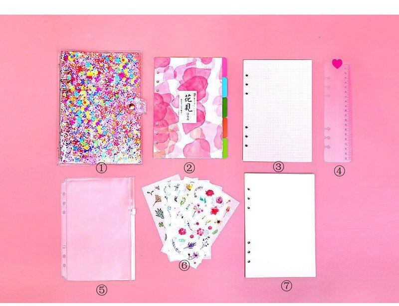 Pink Sequin Petal Transparent Unicorn Notebook set Sketch Book Travel Travellers Stencil Divider Agenda School
