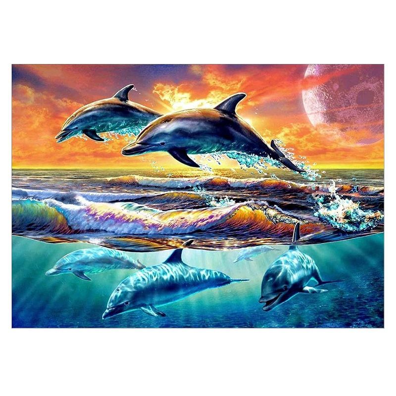 Round Diamond Full Diamond Diamond Painting Set DIY Set Living Room Kitchen Decoration Animal Dolphin