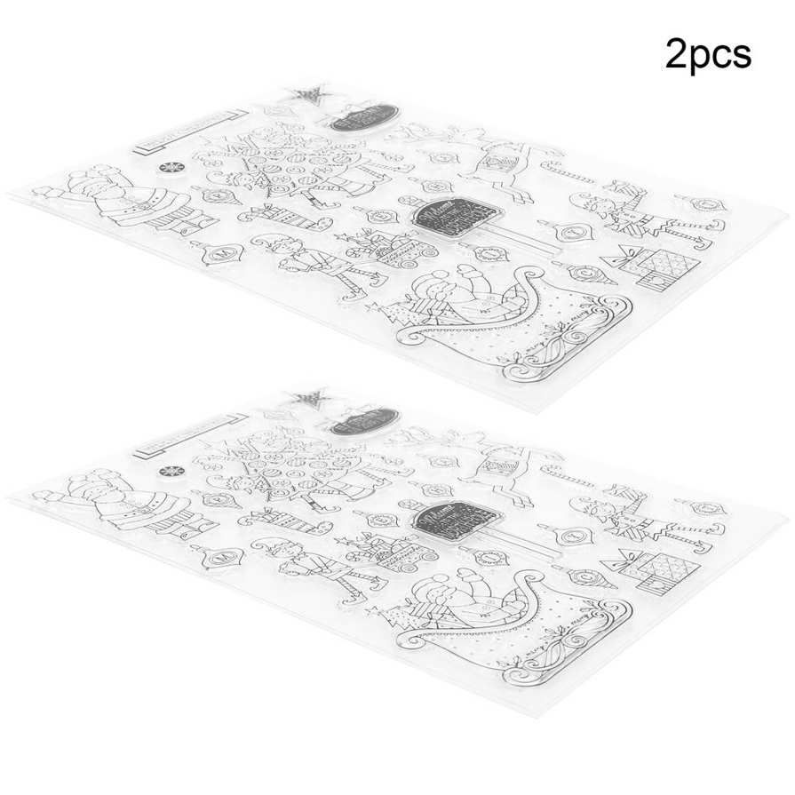 2 Sets Christmas Silicone Clear Stamp for Photo Albums Cards DIY Hand‑Made Decoration
