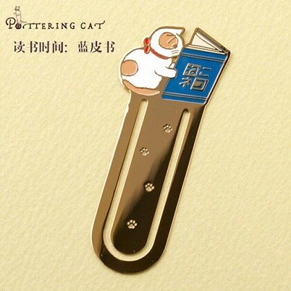 1 Pcs Bookmark Cartoon Pottering Cat Book Mark book markers Kawaii Kittens Metal Bookmark book School Office Supplies stationery