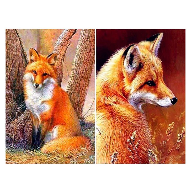 5D Full Drill Diamond Painting Kit, DIY Diamond Rhinestone Painting Kits for Adults and Beginner Diamond Home Decor Fox