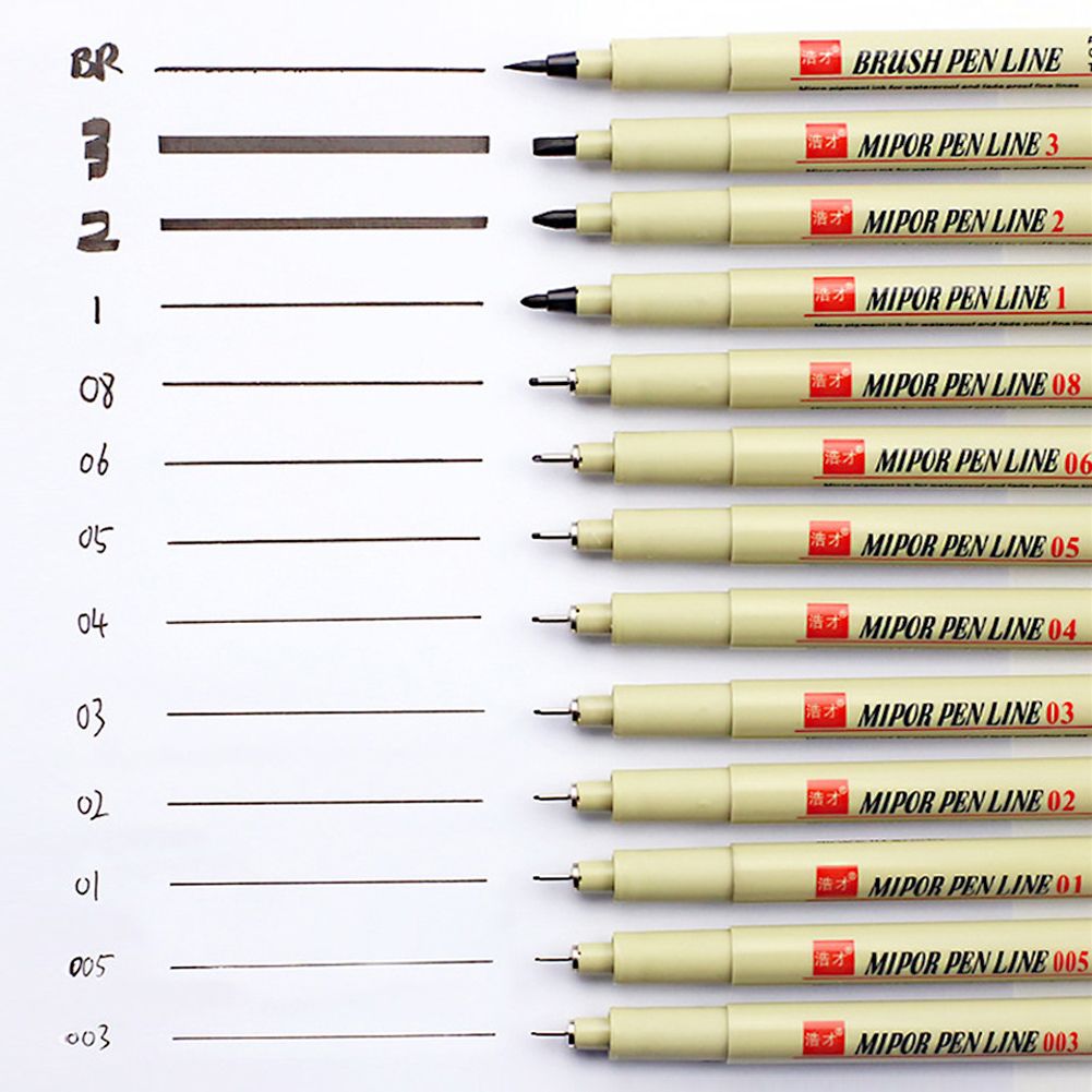 6/8/9/12pcs Pigment Liner Pen Set Neelde Drawing Pen 005 01 02 03 04 05 08 1.0 Brush Art Markers Fineliner Sketching Pen