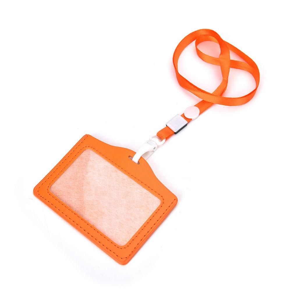 10.3*8CM Men Women Name Credit Card Holders PU Bank Card Neck Strap Card Bus ID holders candy colors Identity badge with lanyard