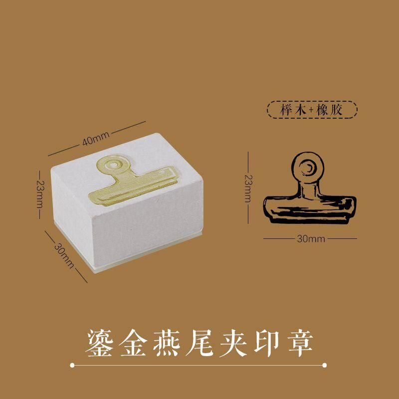 JIANWU Vintage Binder Clip Wooden Stamps Stationery Decoration Tools Paper Clip DIY Scrapbooking Diary Stamps Craft Supplies