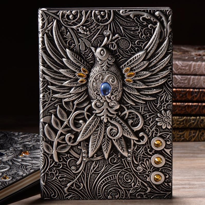 New European retro three-dimensional embossed Phoenix notebook custom PU Notepad Travel diary book