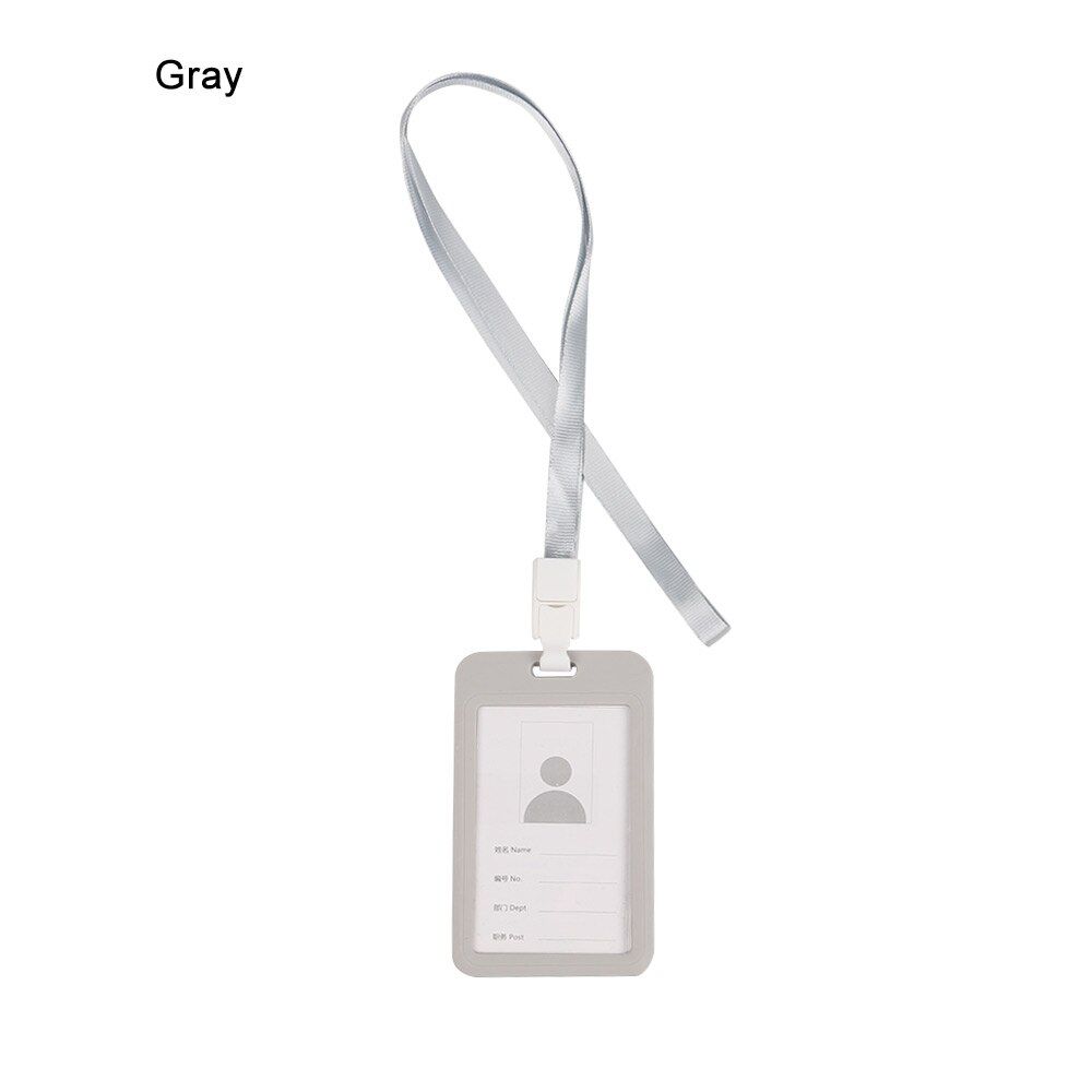 Luxury PU Leather material double card sleeve ID Badge Case with Hang rope Clear Bank Credit Card Badge Holder Accessories