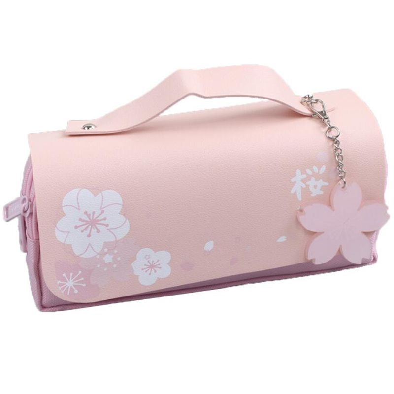 Pink Cherry Blossom Pencil Case PU Leather Pencil Case Stationery Pencil Case Sweet Pencil Case Pencil Case