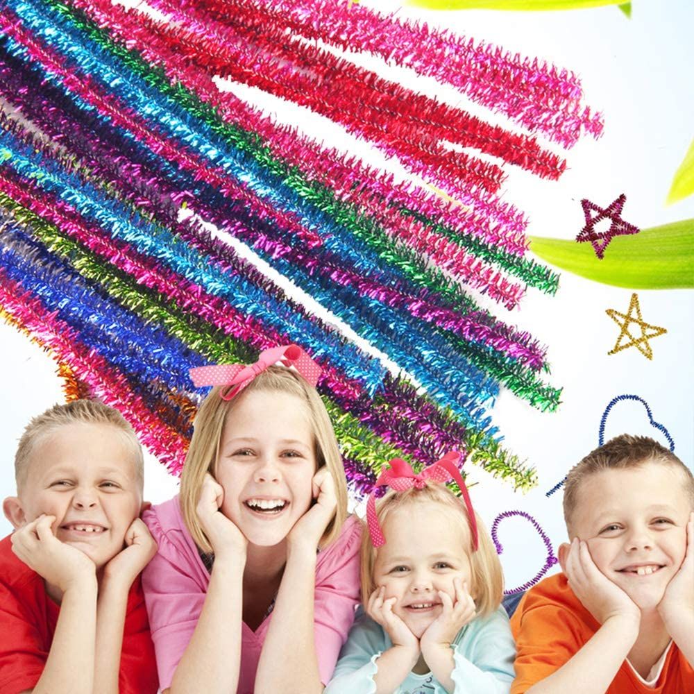 Glitter Creative Arts Chenille Stem Class Pack,6 mm x 12 Inch, Pack of 50pcs (Mix)