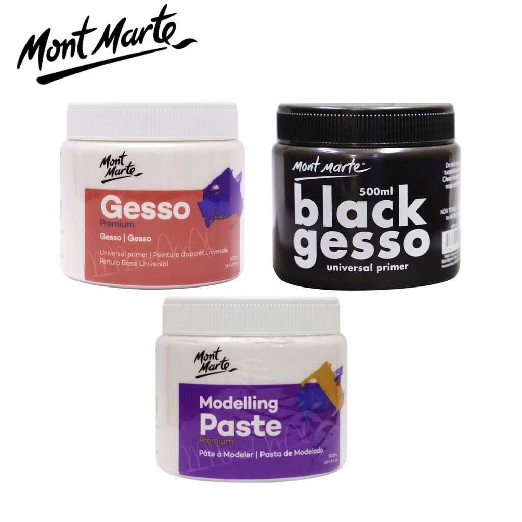 Mont Marte Premium GESSO WHITE & Black Universal Primer 500ml