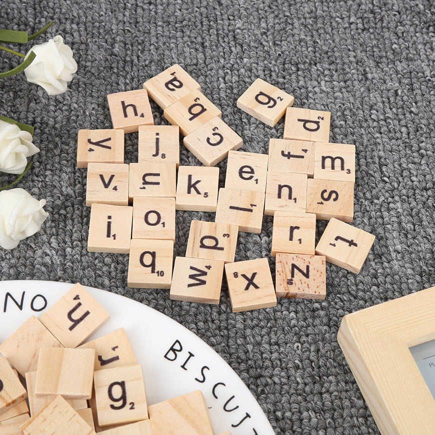 2 Set Wood Tiles Puzzle Blocks Crafts Educational Tools Handicrafts for 26 English Alphabet