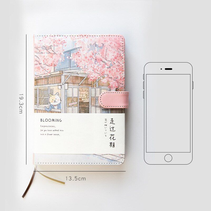 Creative Romance Cherry Blossom Agenda Notebook Cute Animal Coloring Pages Notepad Illustration Grid Paper Hand-painted Diary