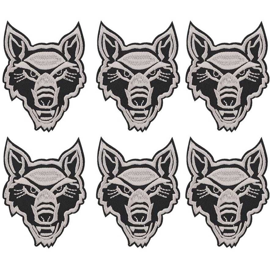6pcs Cute Wolf Cub Patch Head Iron-On Applique DIY T-shirt Clothes Fabric Sticker