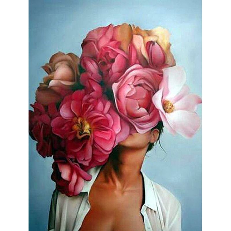 Diamond Painting Diamond Embroidery Diy Full Round Diamond Art-Diamond Red Flowers Diamond Painting Drill