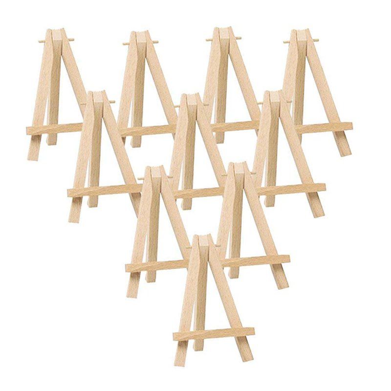 10Pcs Mini Wooden Artist Easel-Triangle Wedding Table Stand Display Holder - 15 X 8 Cm