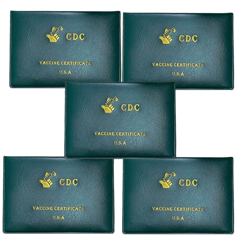 5 Pack Green Vaccine Card Holder to Store and Display Your CDC Vaccine Record Card, Roomy Vaccine Card Protector