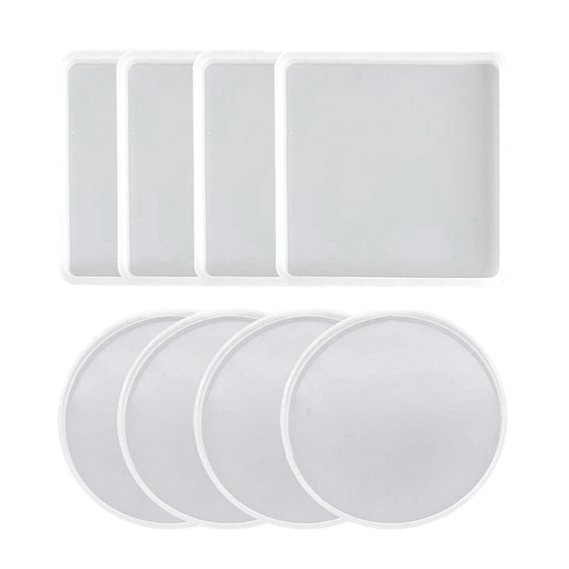 8 Pack Coaster Molds for Resin Casting,for Making Coasters, Coaster Molds for Resin Casting,DIY Resin Artwork,Home Decor