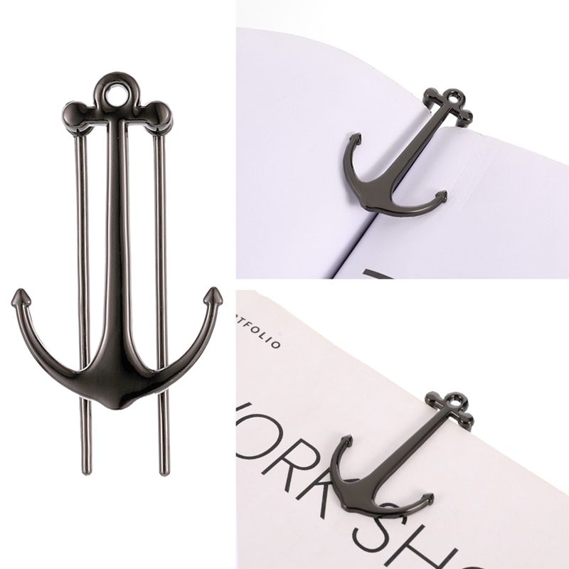 Bookmarks Creative Anchor Bookmark Metal Page Holder for Students Stationery Gifts School Office Supplies