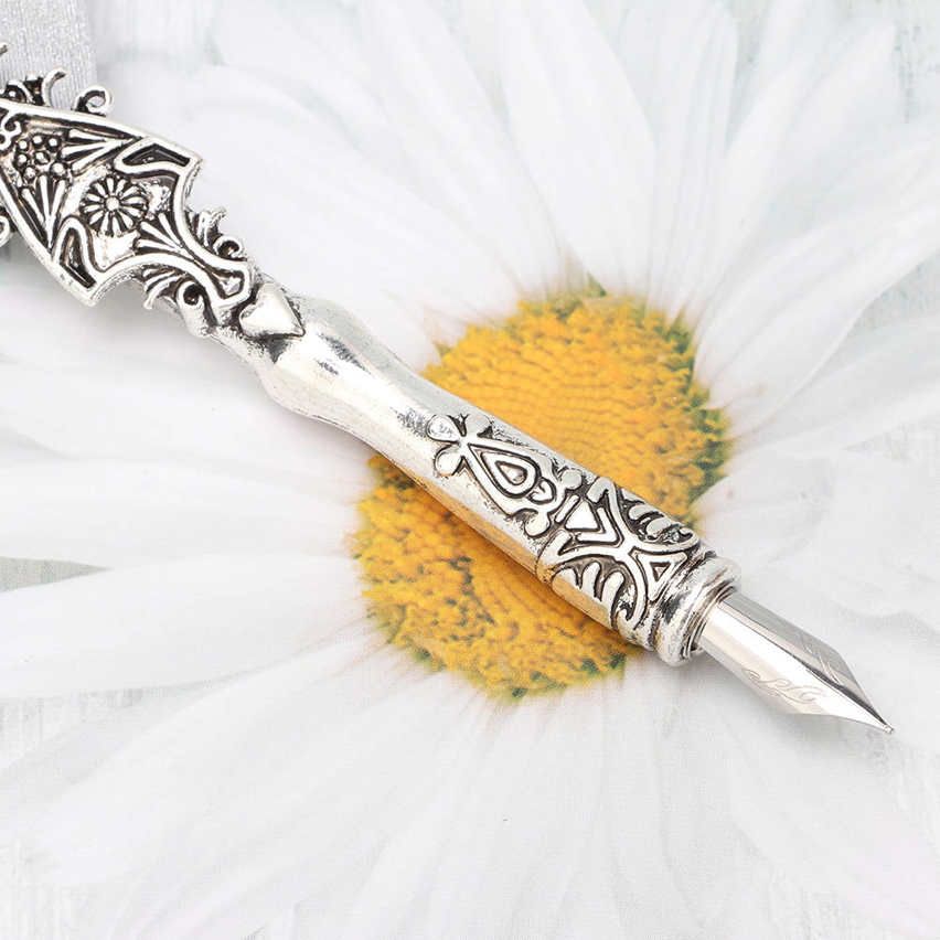 Classical Vintage Feather Quill Dip Pen Fountain Ink Bottle Set Stationery Gift