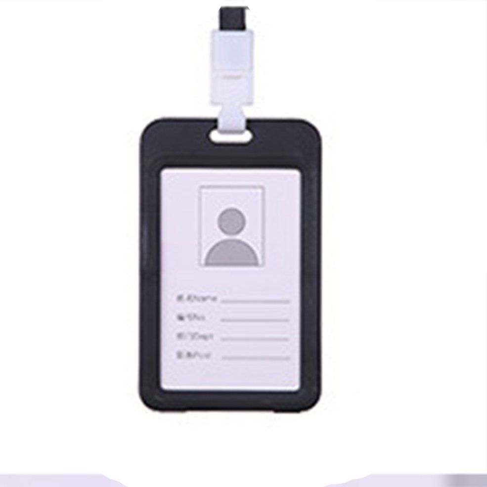 Badge Holder Portable Double-Sided Transparent Employee Plastic ID Card Holder