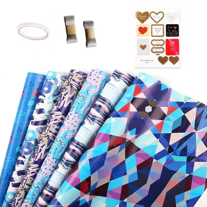JAERBEE Wrapping Paper Sheets,Pet Pattern Birthday Party Festival Holiday Wrapping Paper Set of 6,Present Gift Wrapping Papers