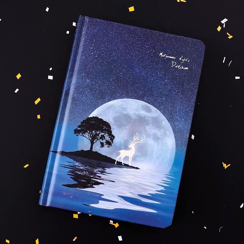 Sharkbang A5 Starry Noctilucent Night Elk Notebook Journal Sketchbook Agenda Diary Note Book 128 Sheet Kawaii Stationery(null)