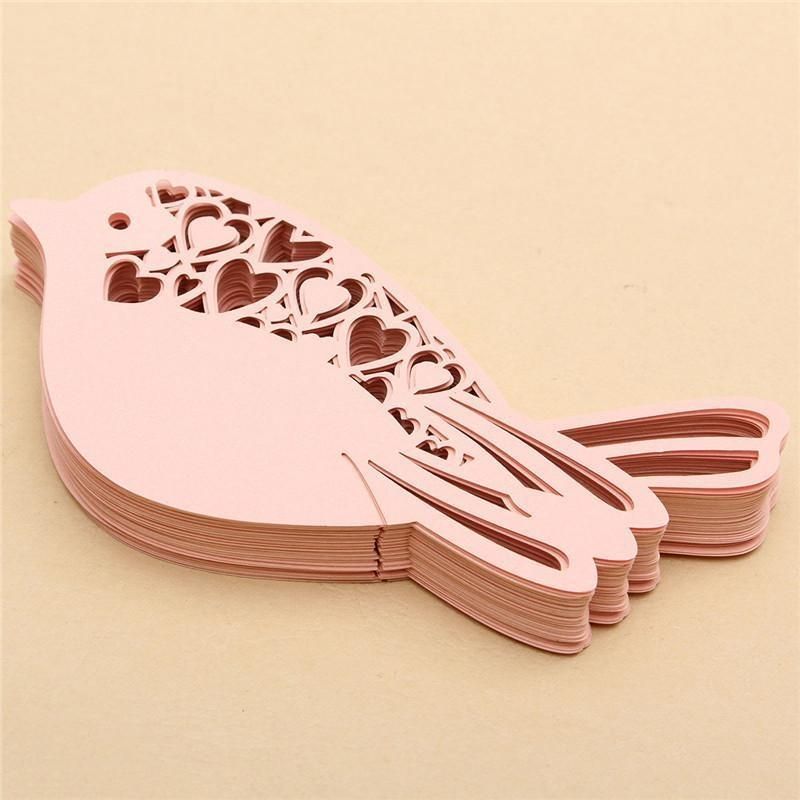 Robin Wedding Name Place Cards For Wine Glass Laser Cut Pearlescent Card