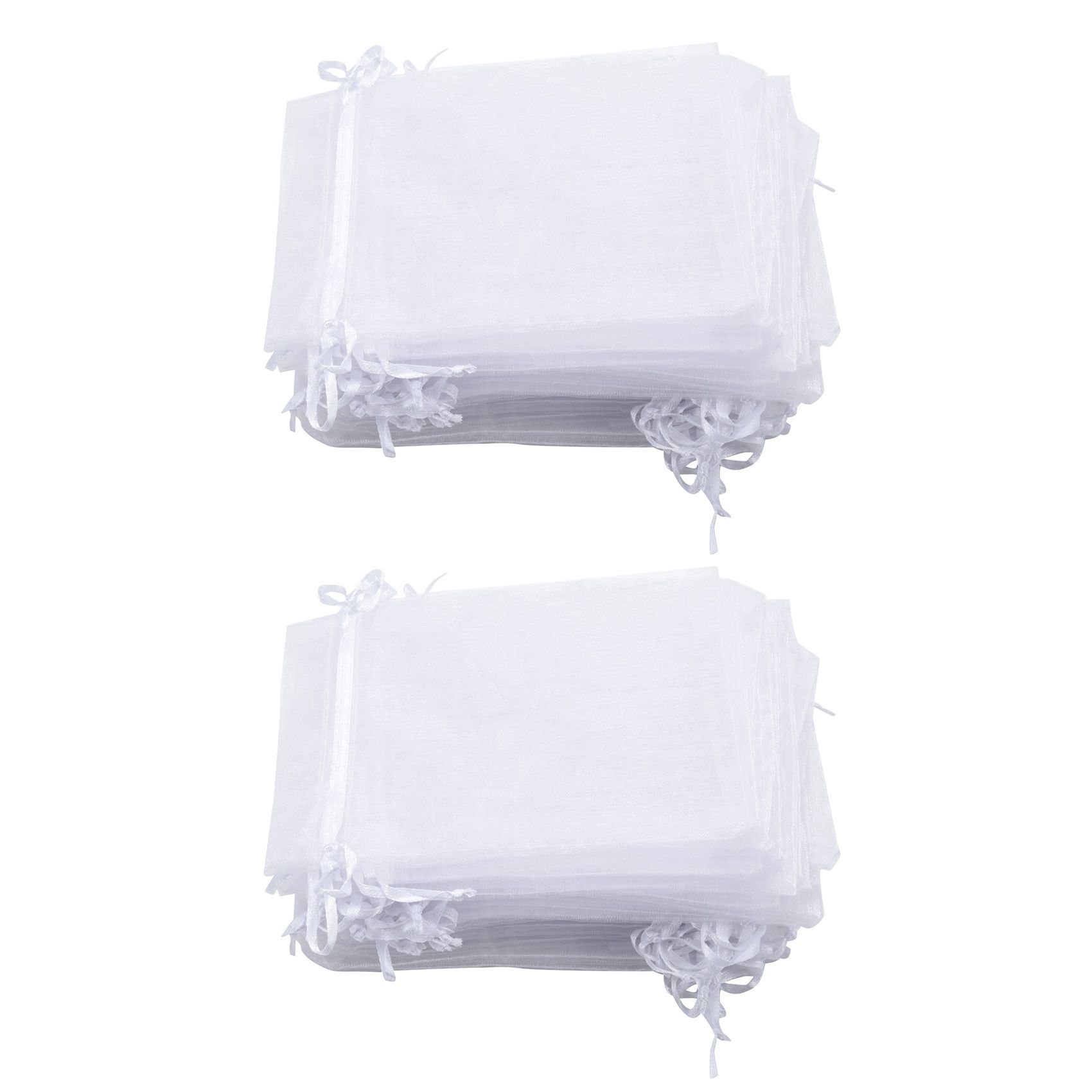 100 Pieces 4 by 6 Inch Organza Gift Bags Drawstring Jewelry Pouches Wedding Party Favor Bags (White)