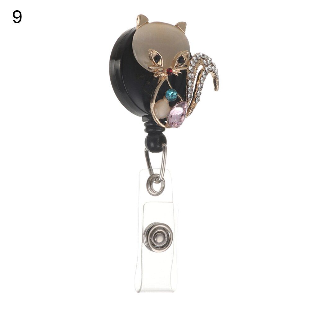 9 Styles Cute Butterfly Pattern Rhinestones Retractable Badge Reel Pull Buckle ID Name Card Anti-Lost Clip Office Supplies