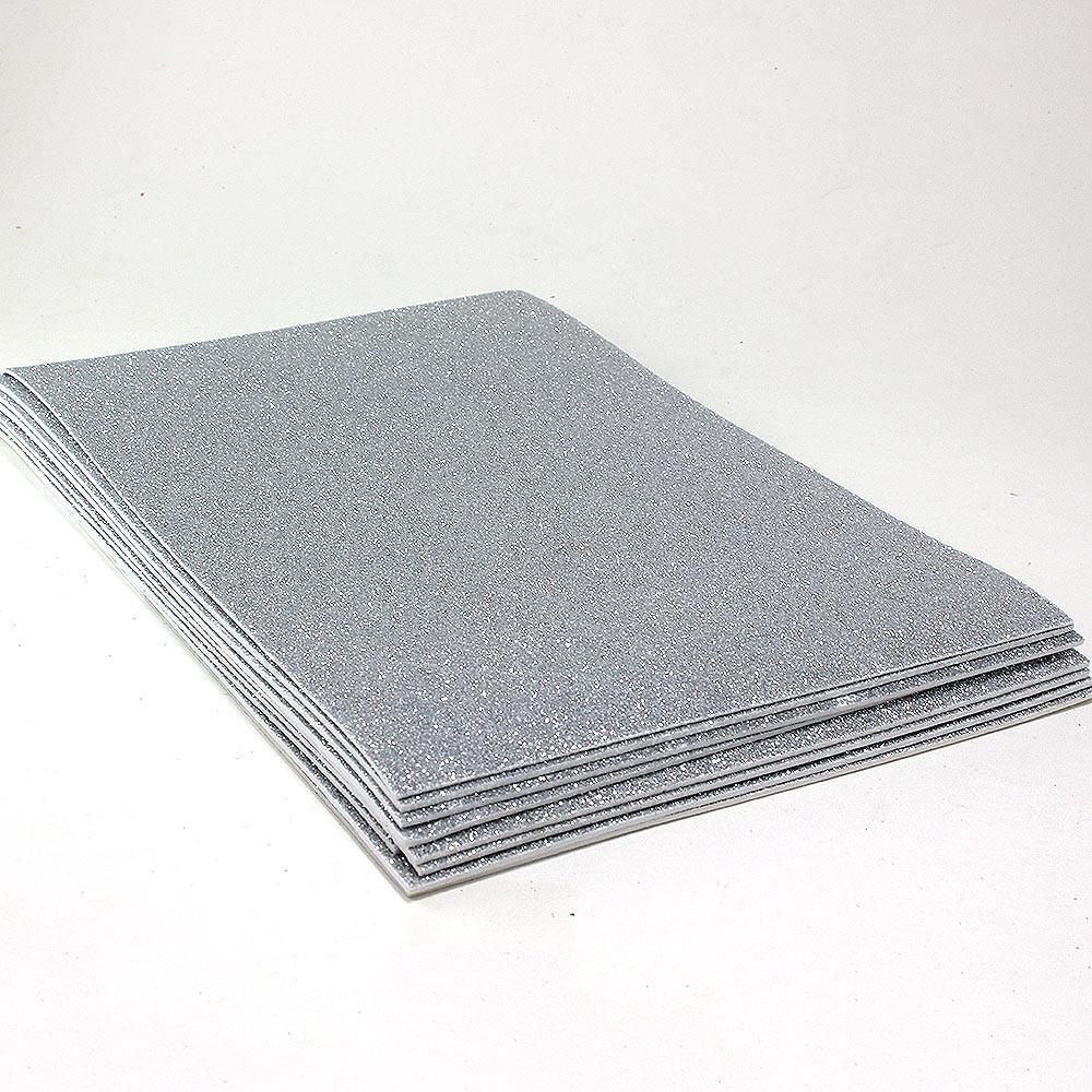 10 pcs Set of Glitter Foam Sheet - A4 - Silver