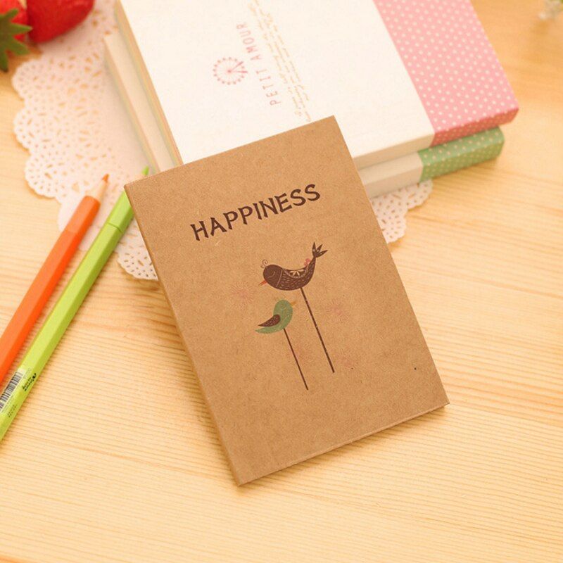 1pcs/lot Vintage Journals Notebook School Supplies Korean Hand-painted Four Design Select Retro Bird Sketchbook