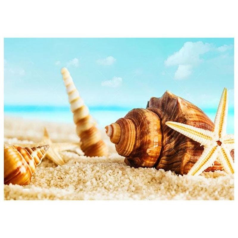 Paint with Diamond Embroidery Diamond Painting Full Round Picture of Rhinestone Seaside Scenery Cross Stitch Conch