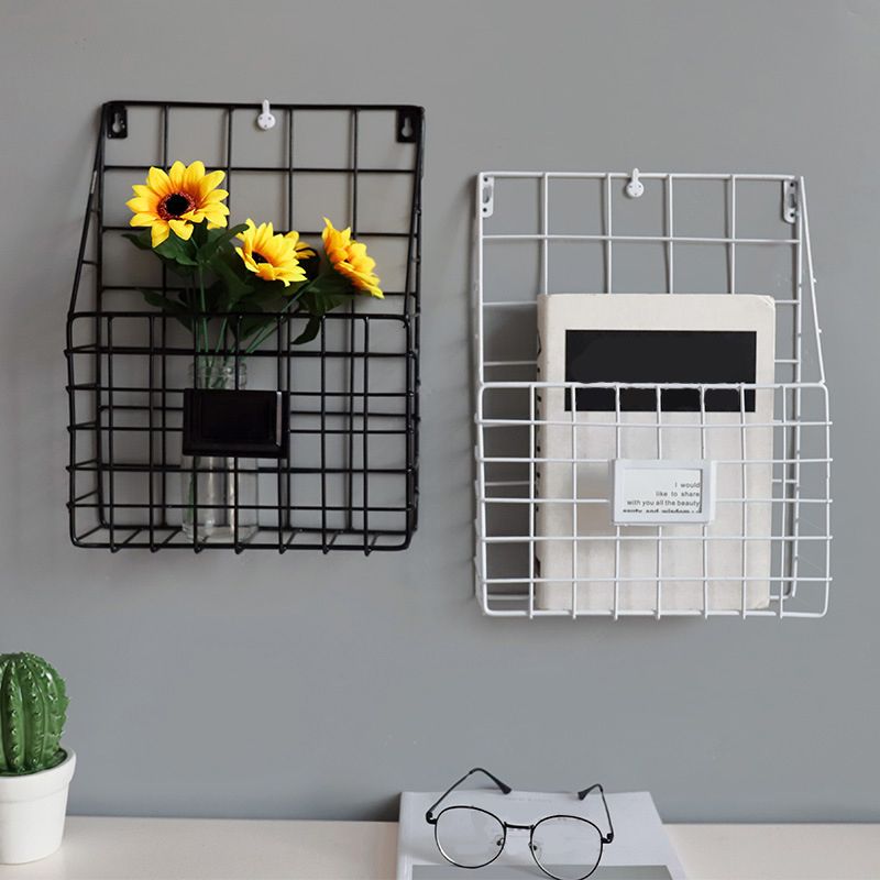 Metal Mesh Wire Shelf Hanging Folder Mail Document Organizer spaper Magazine Storage Shelf Wall Shelves