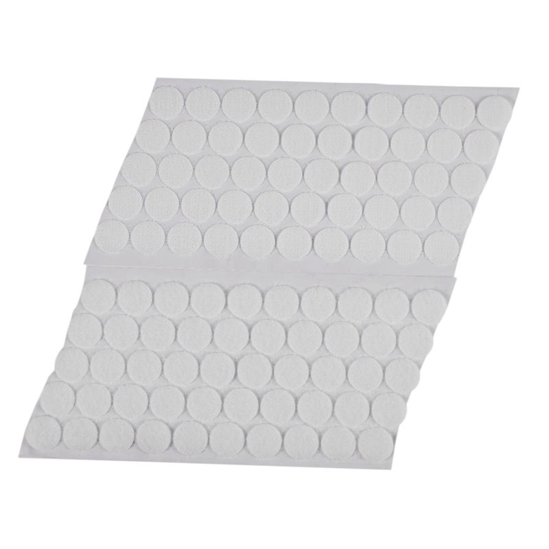 50 Pairs Magic Sticky Self Adhesive Buckle Hook Loop Round Pads Craft Tape White