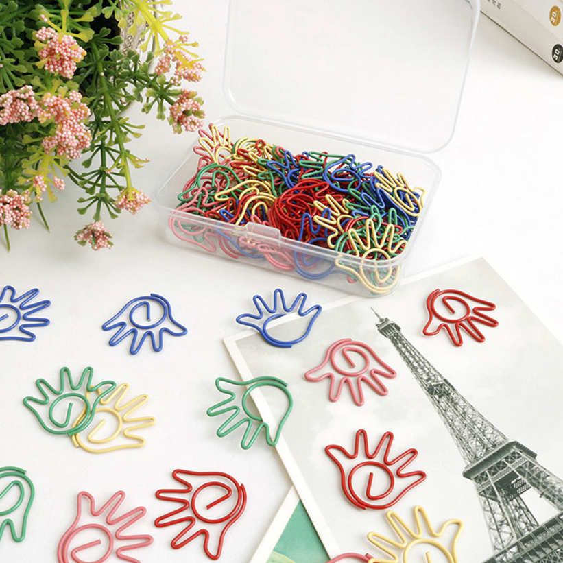 Binder Clip 60pcs/box 5 Colors Hand Shaped Paper Memo Clips School Office Supplies