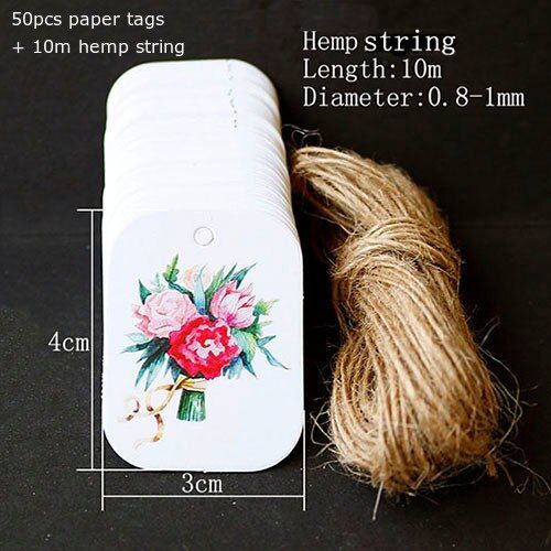 50pcs Flower White Bookmarks Arrow Heart Paper Tags DIY Decoration Bottle Paper Labels Creative Handmade Hang Tags