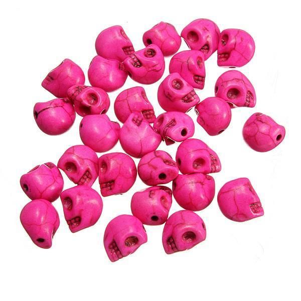 10X8mm 30pcs Mix Turquoise Carved Skull Head Jewelry Charms Drilled Loose Beads