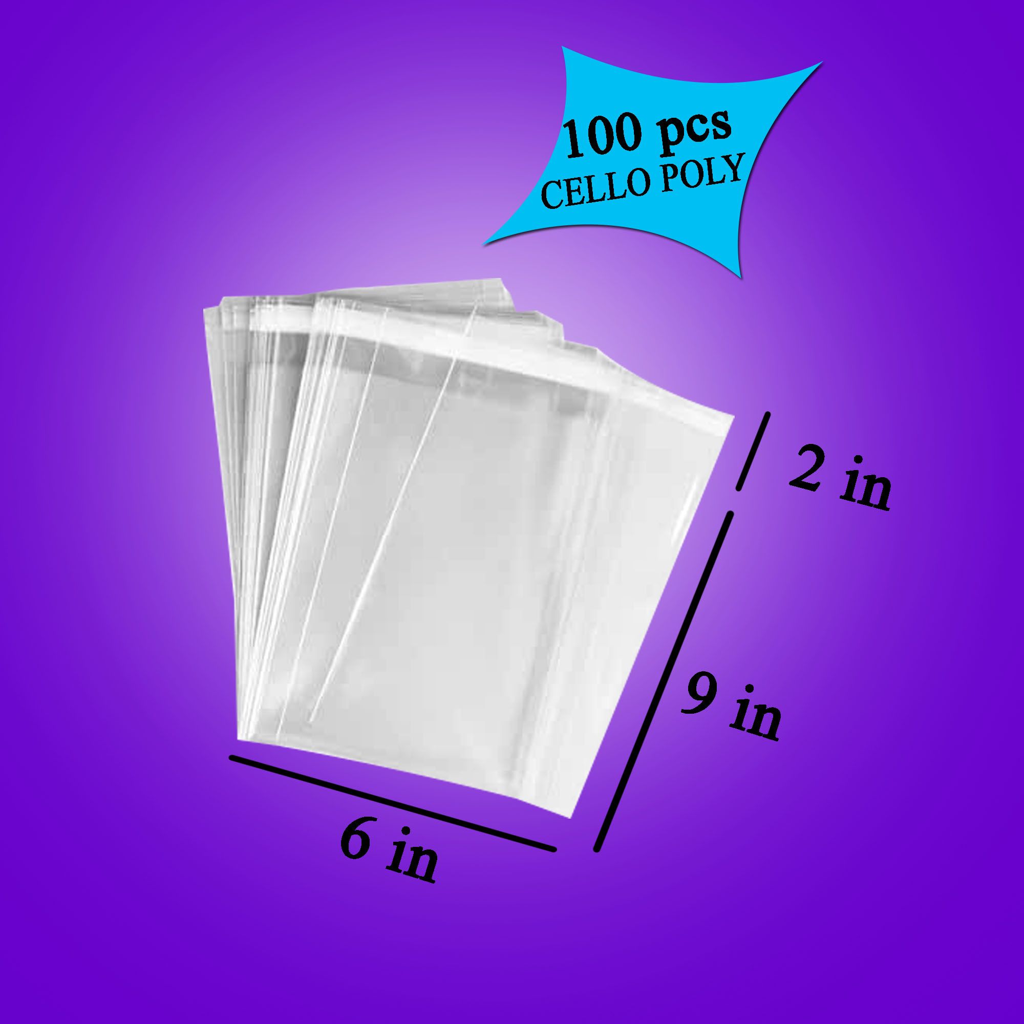 Kitchen Storage Food Preservation Packaging Plastic Clear Sticky Poly 100pcs 6”x 9” Crystal Cellophane for Packaging Material Print Label for shirt pant and garments Items