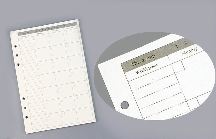 45 sheets A7 A6 A5 Pure color simple 6 hole loose-leaf notepad for core inner Hand account Planner refills school office supply(null)