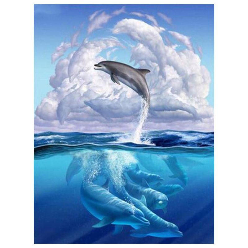Round Diamond Full Diamond Crystal Diamond Painting Embroidery Dolphin Diamond Painting